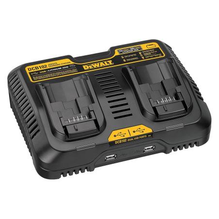 DCB102 - Ładowarka wielonapięciowa XR Li-Ion 10,8, 14,4 i 18 V z 2 portami